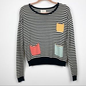 ANTHROPOLOGIE NÜMPH Striped Black & White Sweater X-Small XS